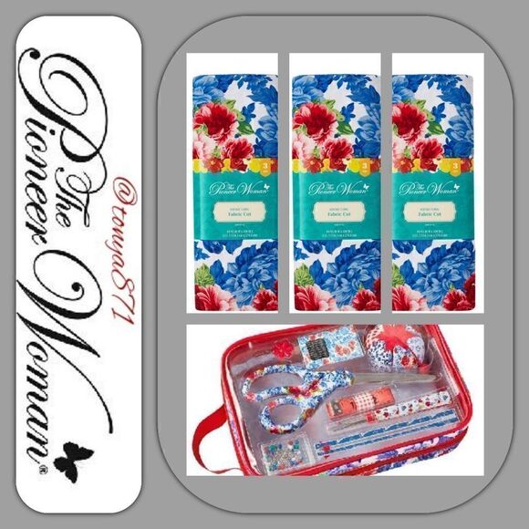 š¦ New PioneerĀ Woman Sewing Gift Set - 9 Yards Of Materialā& SewingāKit - Picture 4 of 6